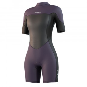 Shorty neoprene femme mystic brand flatlock ss 3-2 backzip violet